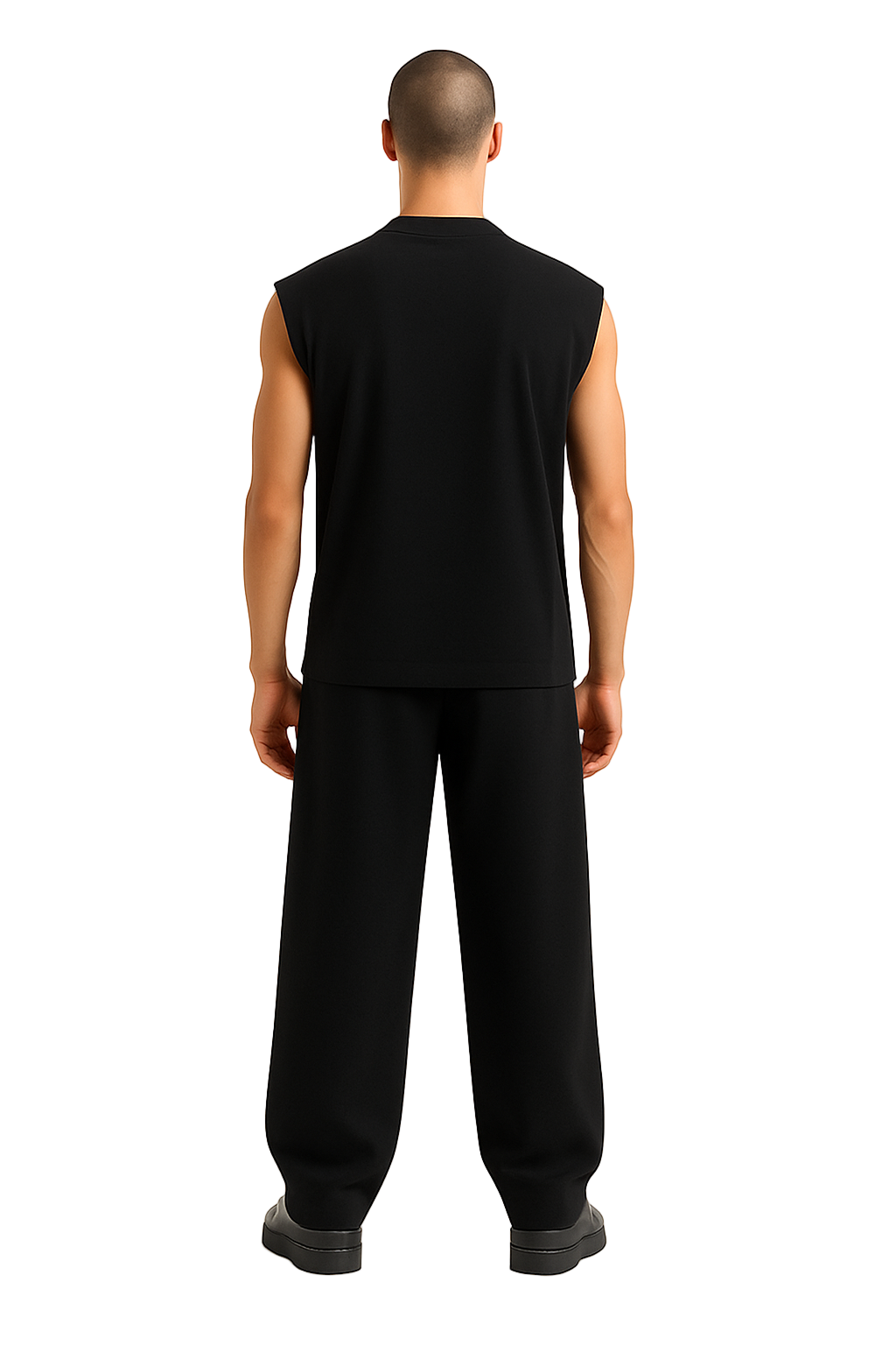 SHREEMSY Black Lion Graphic Sleeveless Tracksuit Set