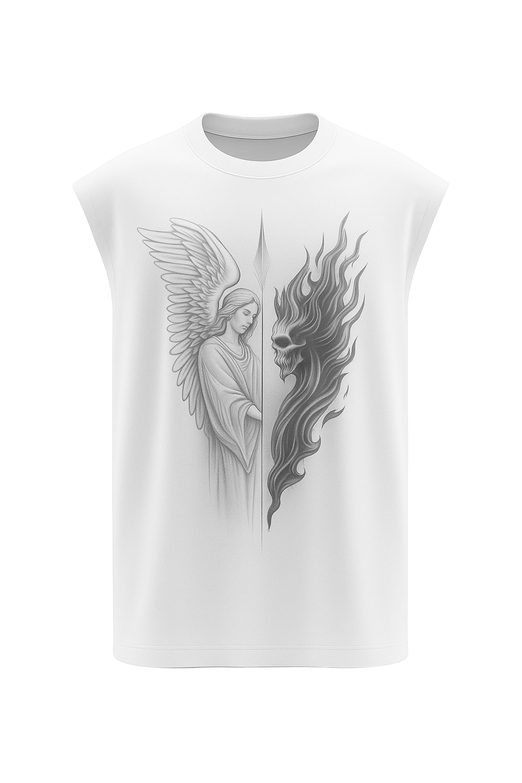 SHREEMSY White Angel & Flame Skull Vest