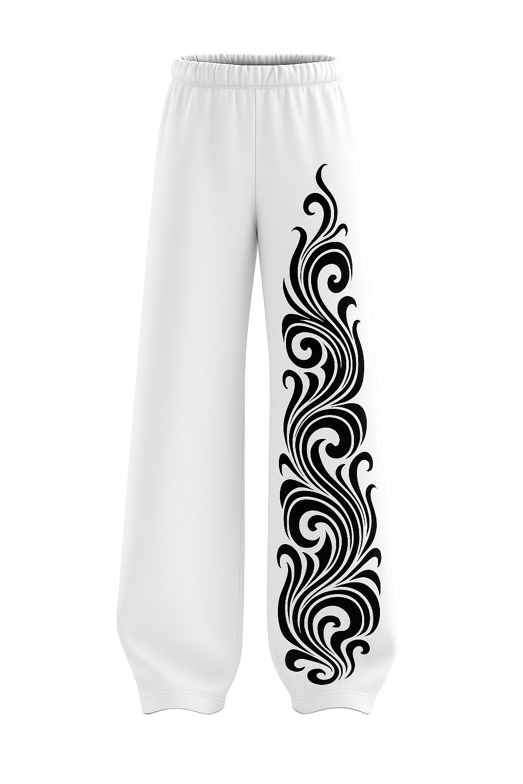 SHREEMSY White Swirl Graphic Baggy Pants